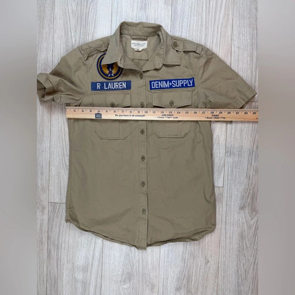 Ralph Lauren Shirt Mens Beige Denim & Supply Utility Military Cargo Khaki Sz XS - Picture 6 of 7